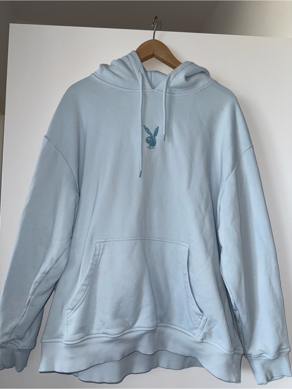 PLAYBOY Light Blue Women's Hoodie Sweatshirt